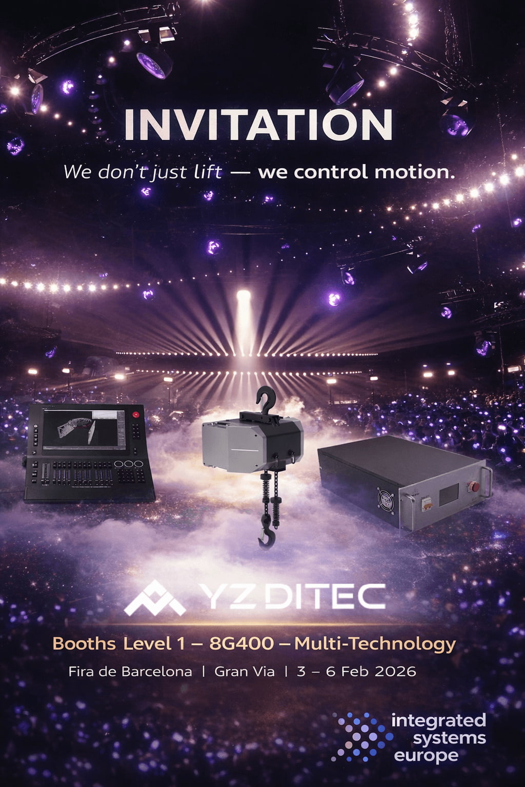 Join YZDITEC at ISE 2026 — Booth Level 1 · 8G400