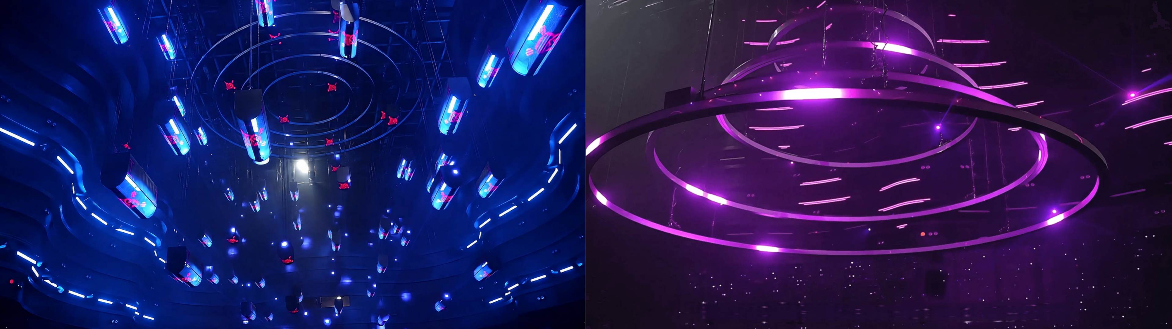 Eighty transparent lift LED Screen & lighting rigs Eighty transparent lift LED Screen & lighting rigs